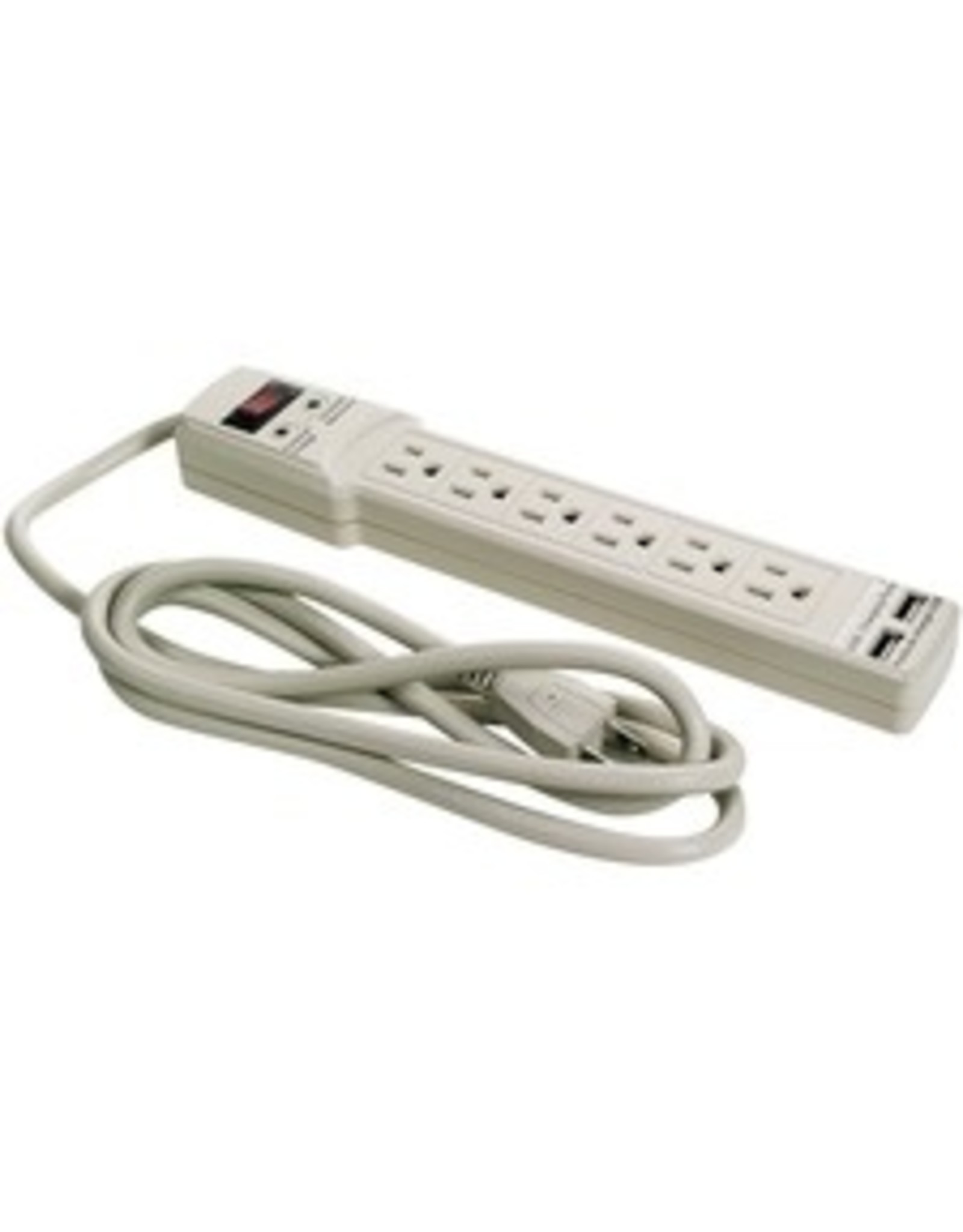 SURGE PROT 6-OUT/2USB, 6'CORD