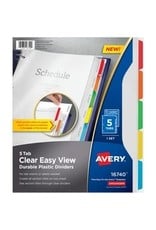 DIVIDERS,PLSTC,CLEARVW,5TAB