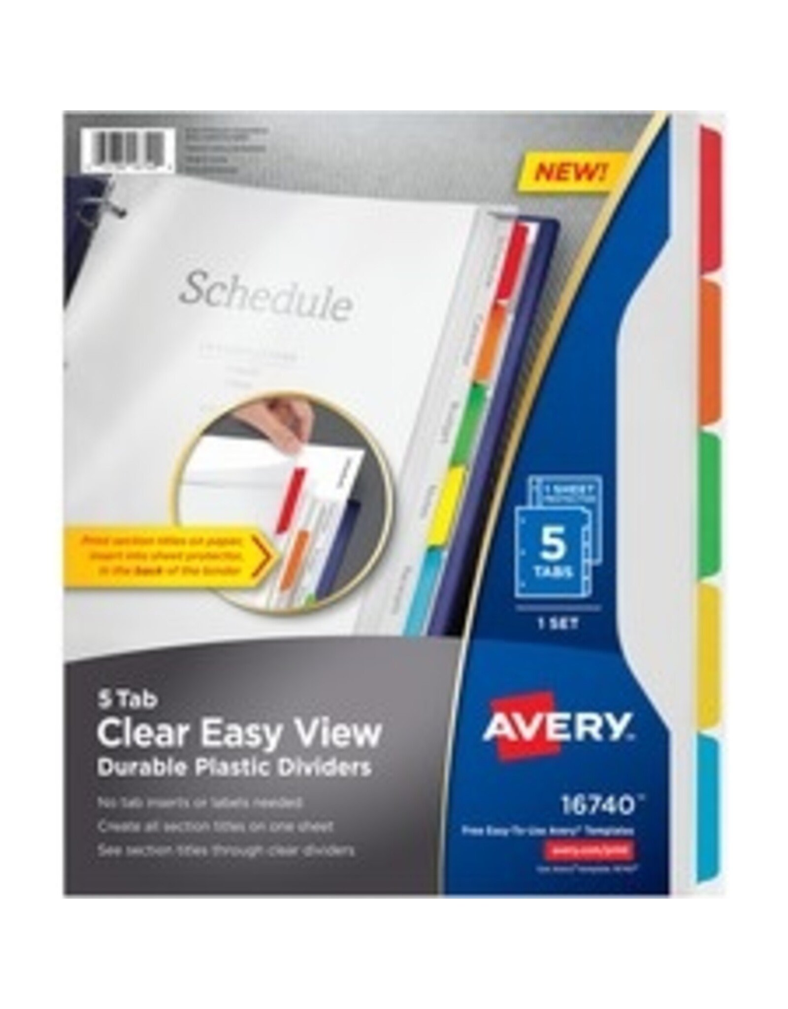 DIVIDERS,PLSTC,CLEARVW,5TAB