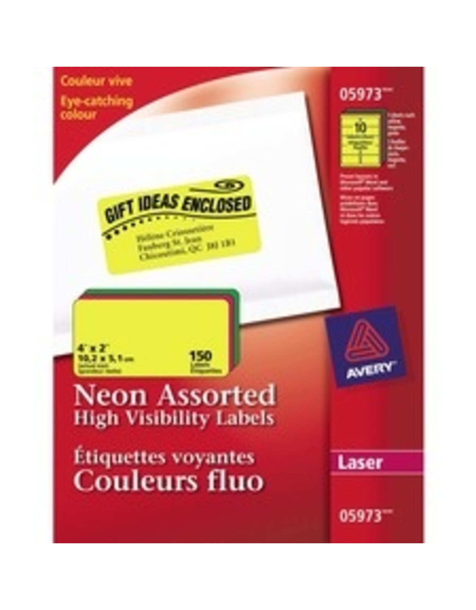 LASER LABL 4x2 FLUOR AST*150pk