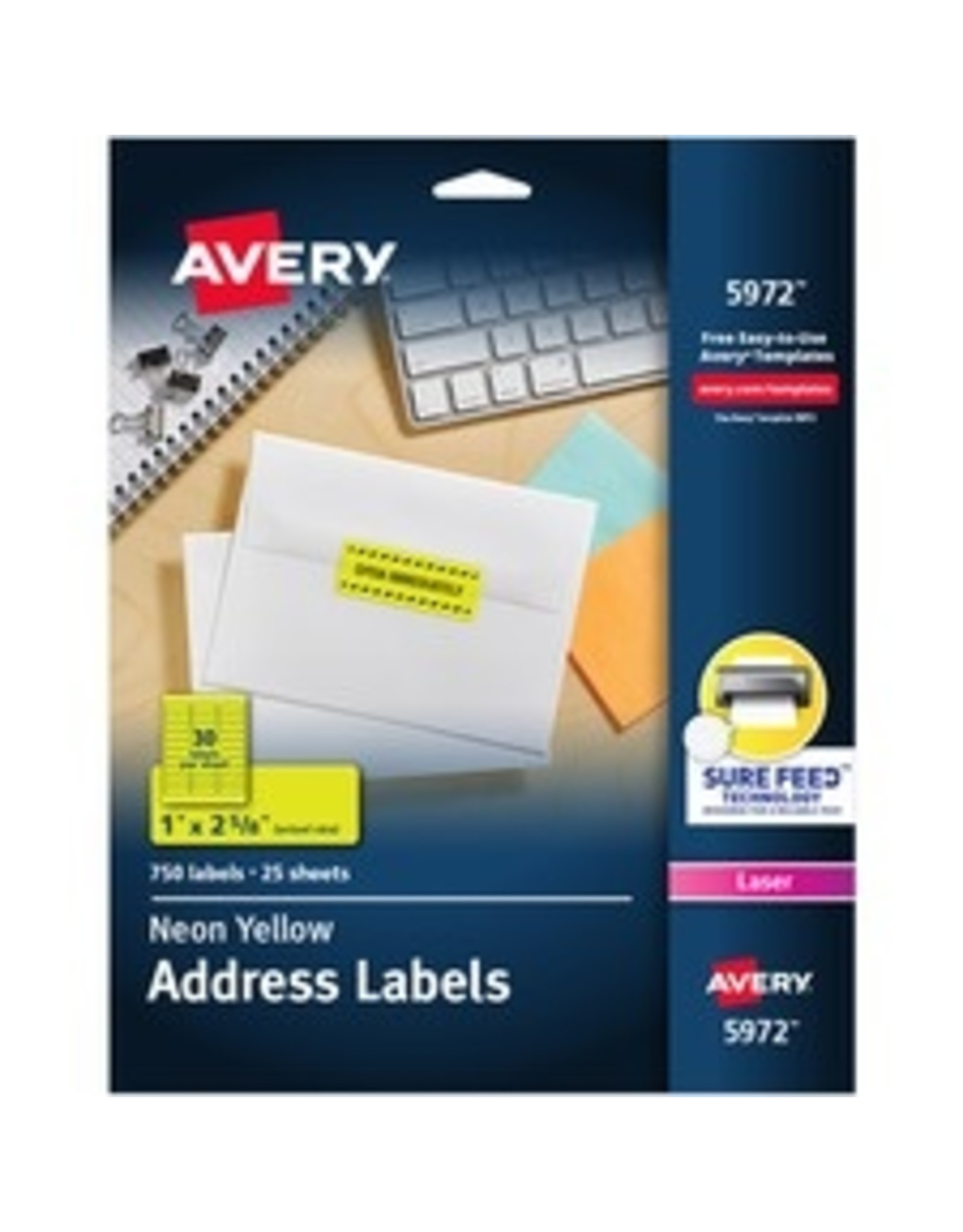 LASER LABEL 2.63x1*FL.YW*750pk