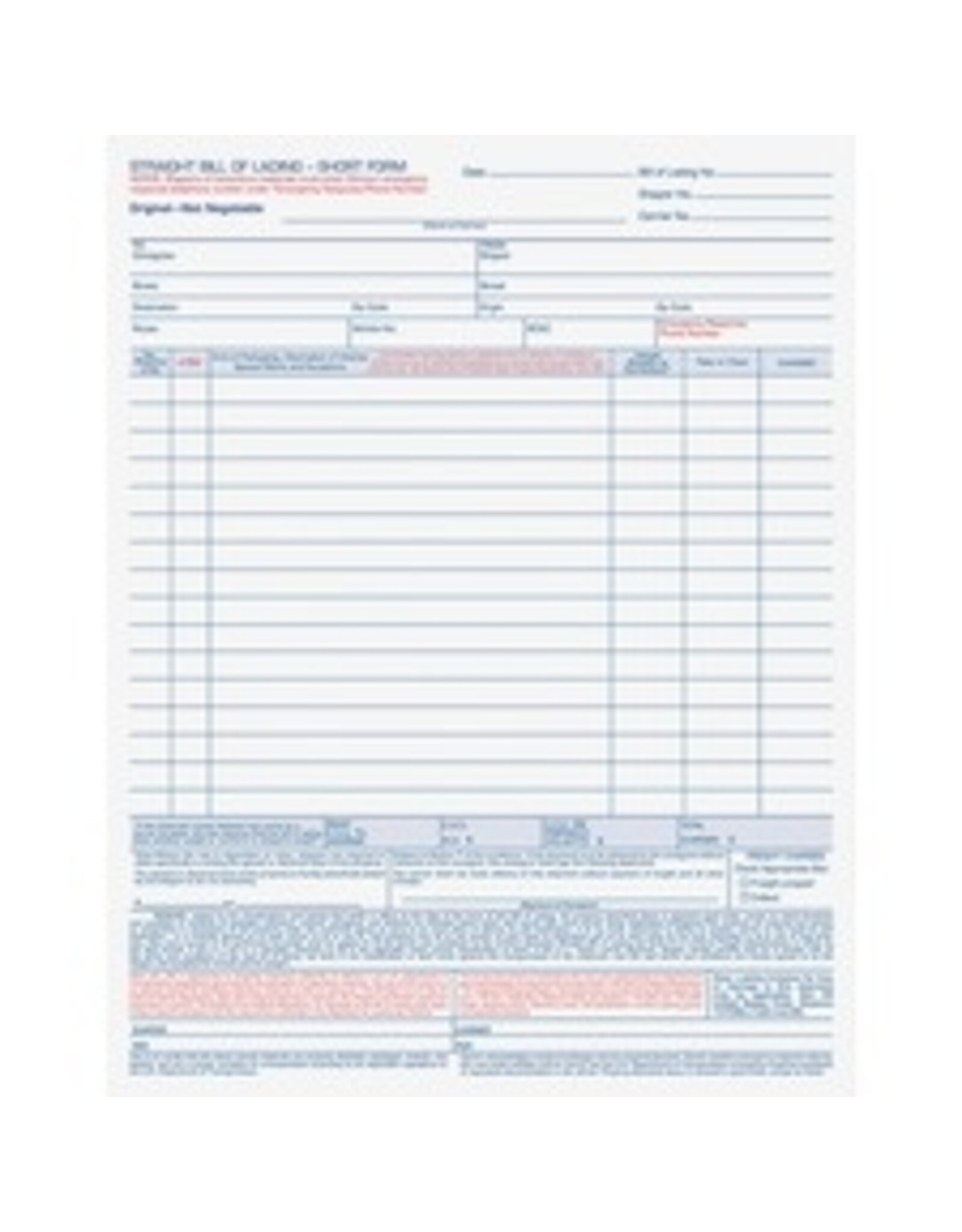 BILL of LADING 8.5x11.6 4PT*50