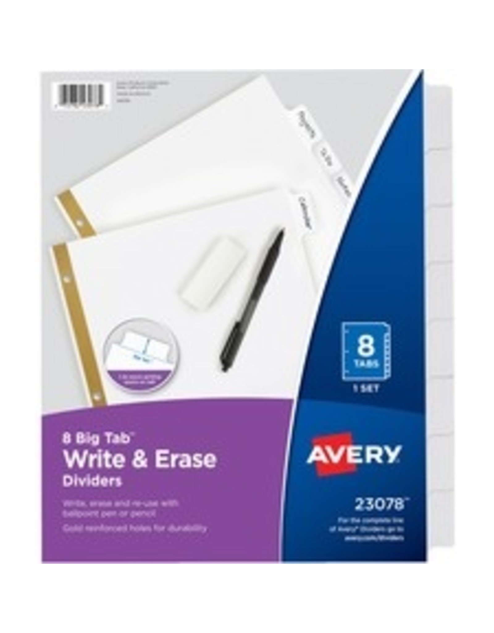 DIVIDER WRITEON BIG 8TAB WHITE