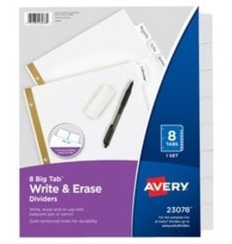 DIVIDER WRITEON BIG 8TAB WHITE