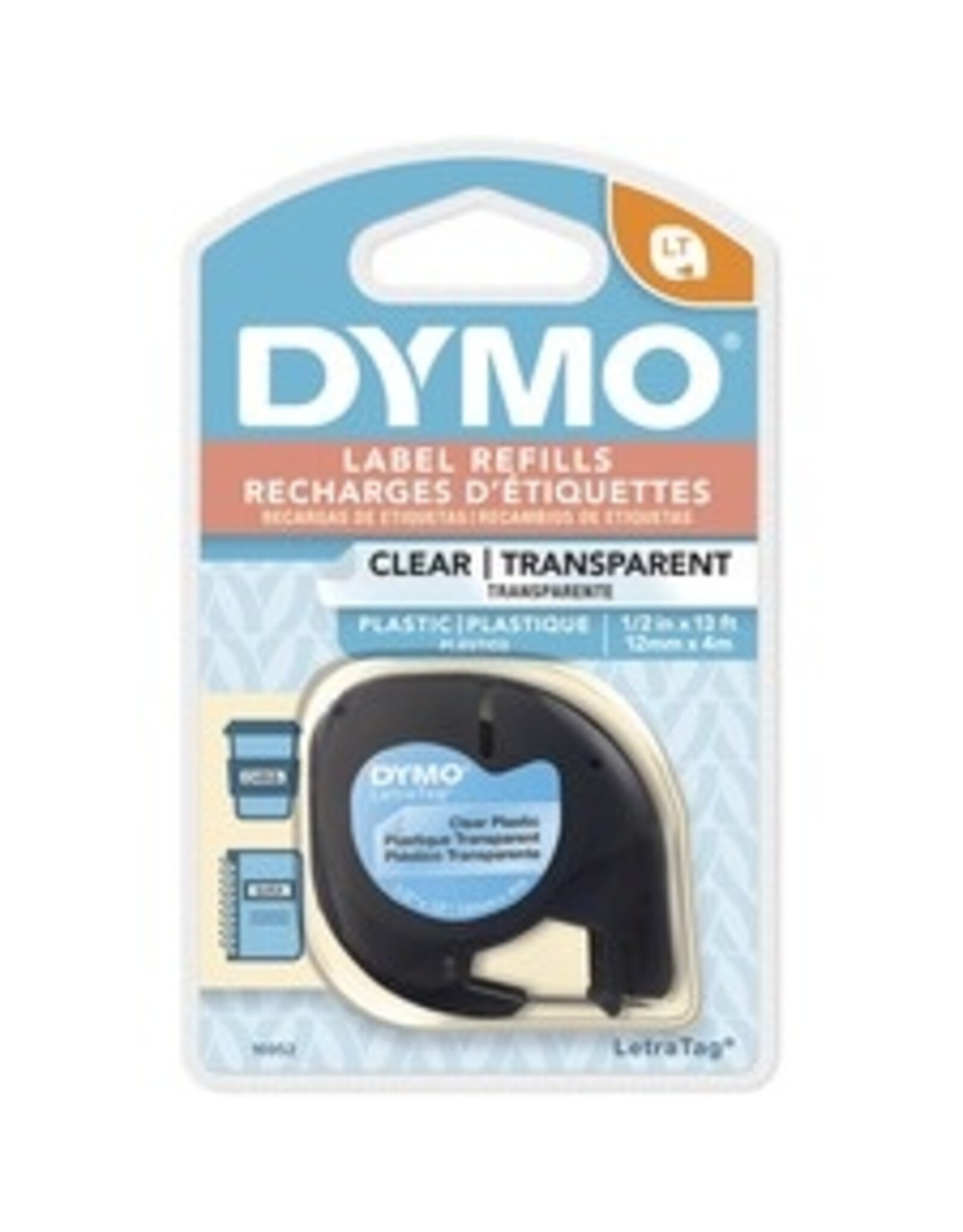 TAPE, LETRATAG 1/2''*BLK on CLR