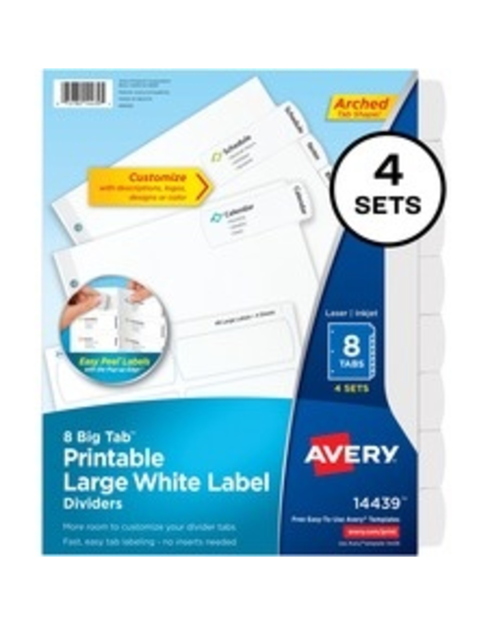INDEX PRINTBL EZ PEEL WHT 8TAB