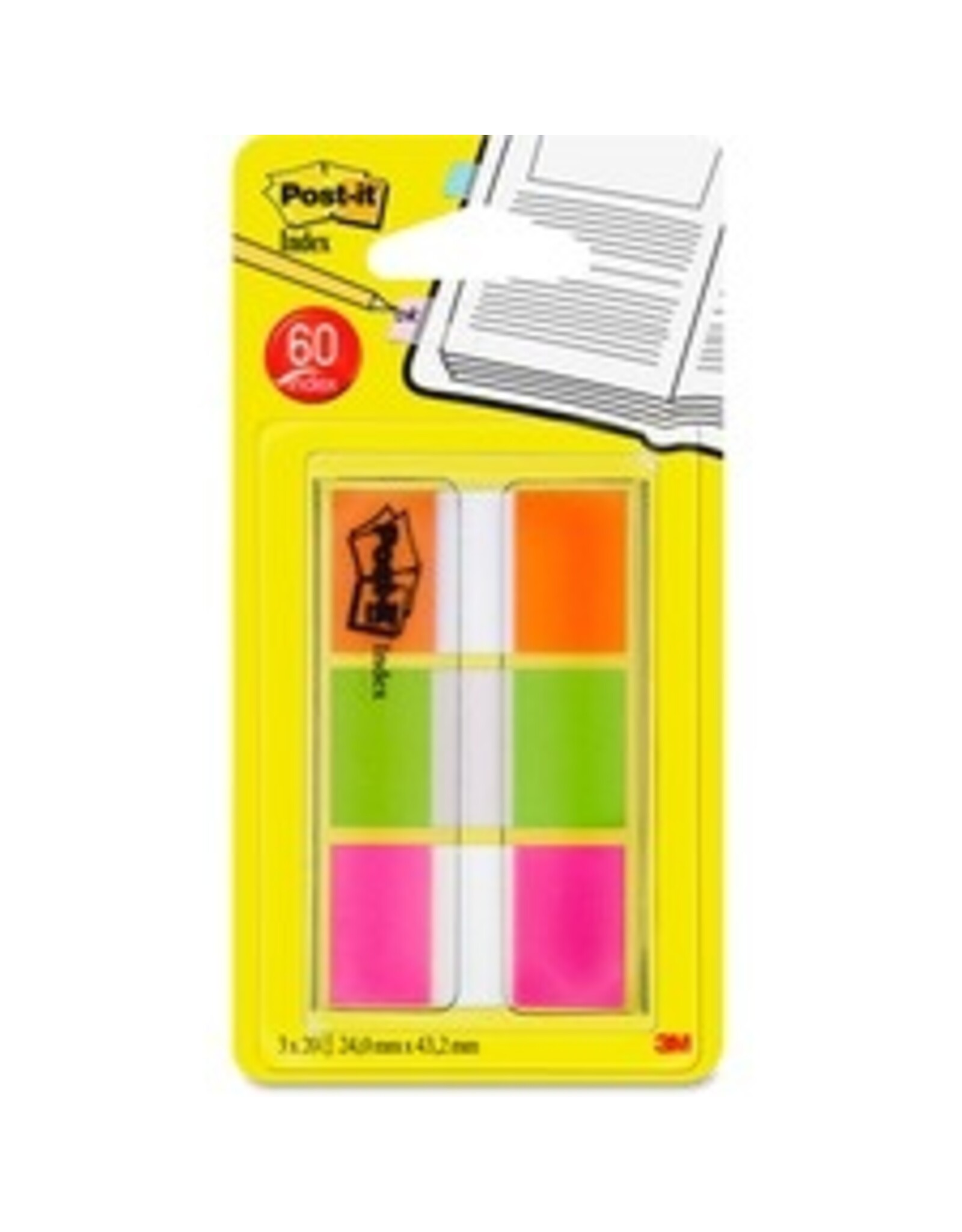 POST-IT FLAGS,OR/PNK/LIME,OTG