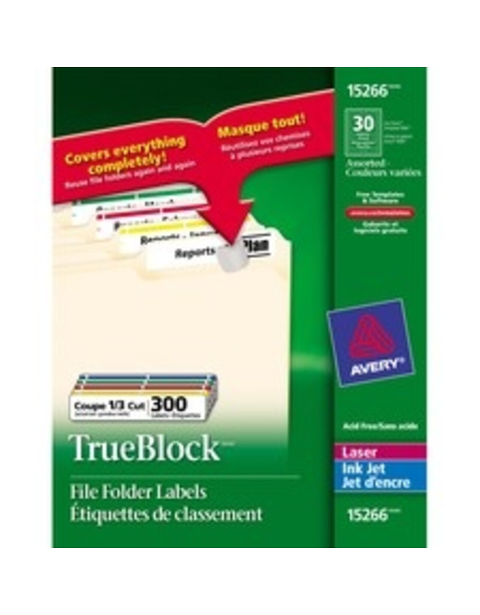 LABEL F/FLDR TRUE BLOCK 300/PK