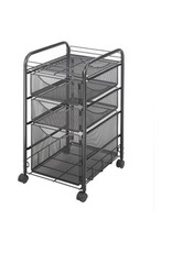 MESH FILE CART 3-DRAWER BLACK