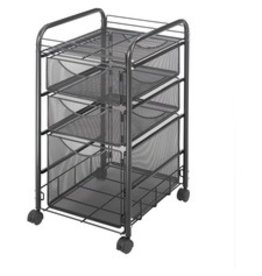 MESH FILE CART 3-DRAWER BLACK