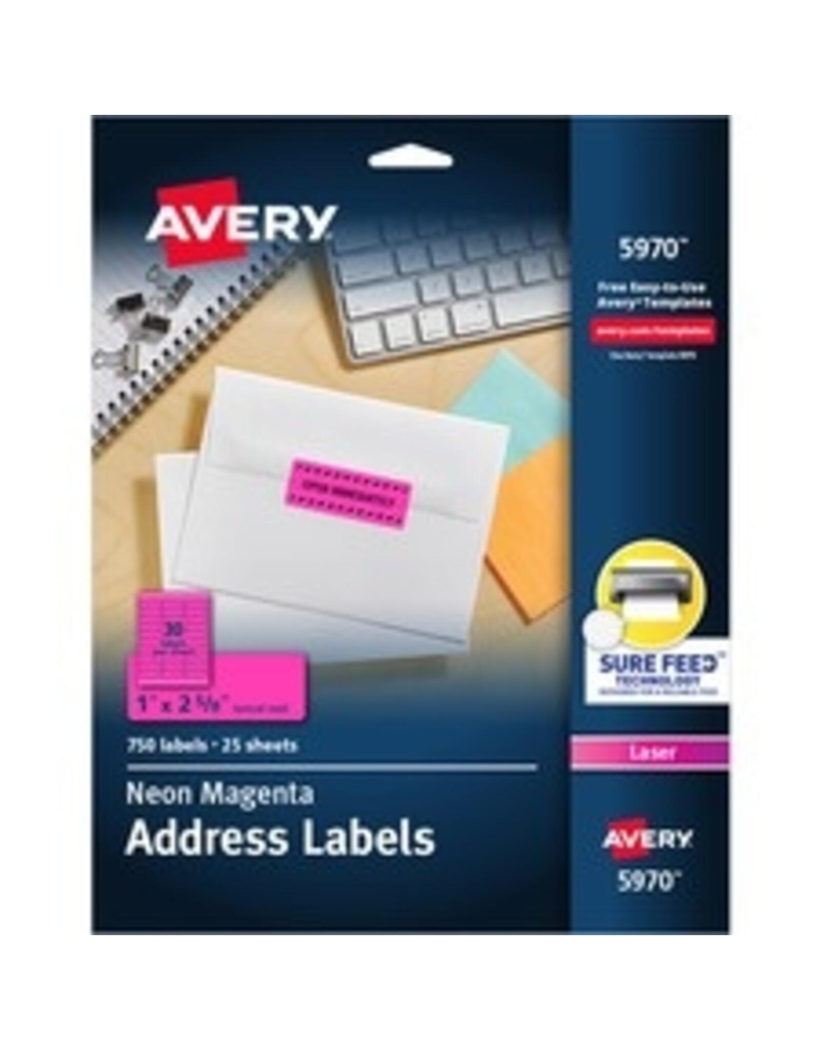 LASER LABEL 2.63x1*MGNTA*750pk