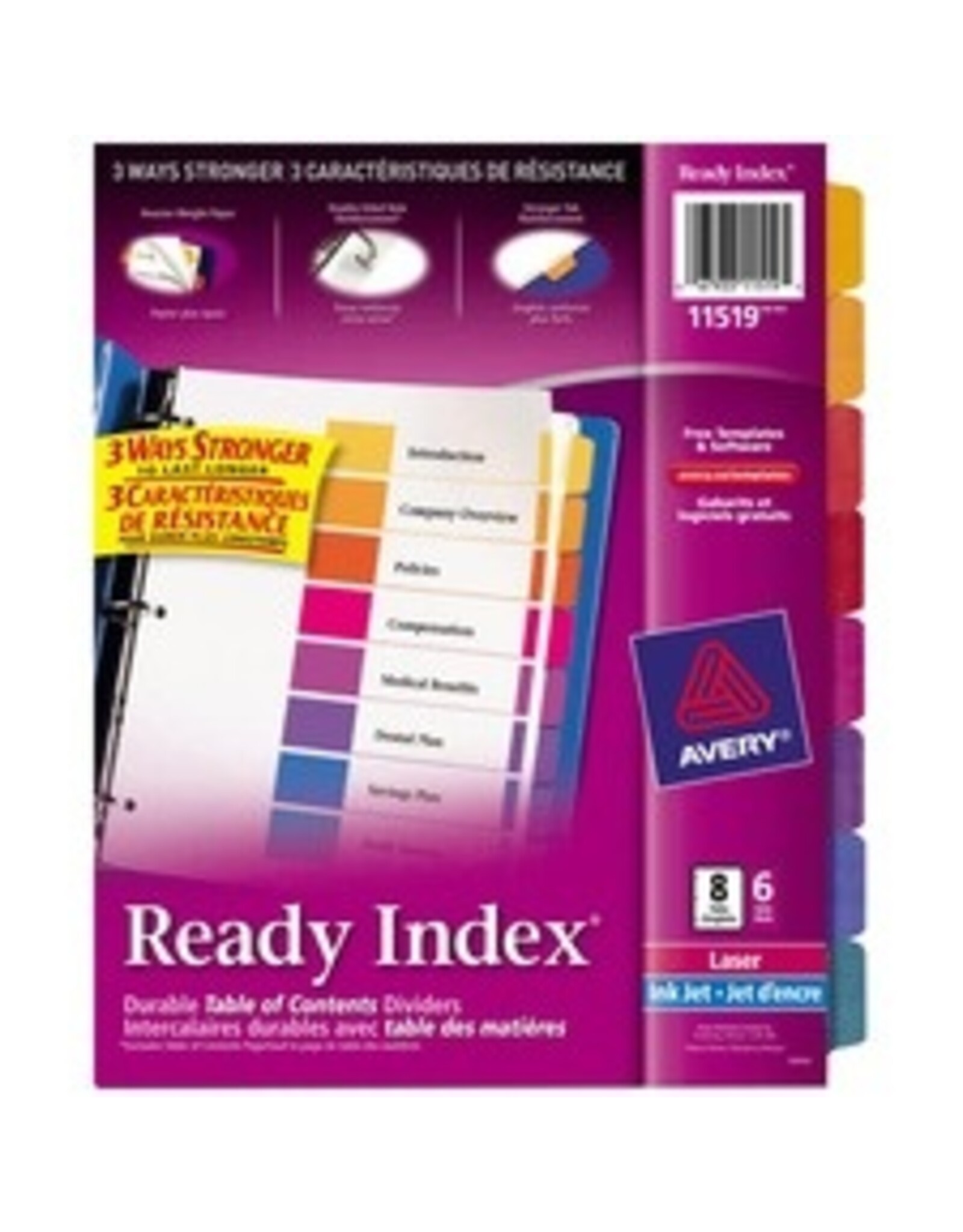LASER READYINDEX 8TAB ASST*6ST