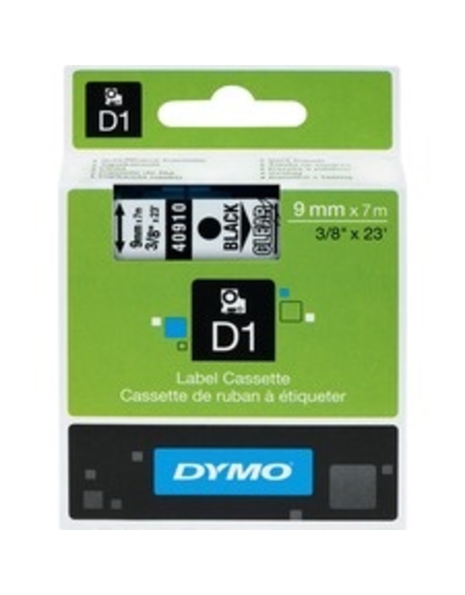TAPE 3/8'' DYMO POCKET*BK/CLEAR