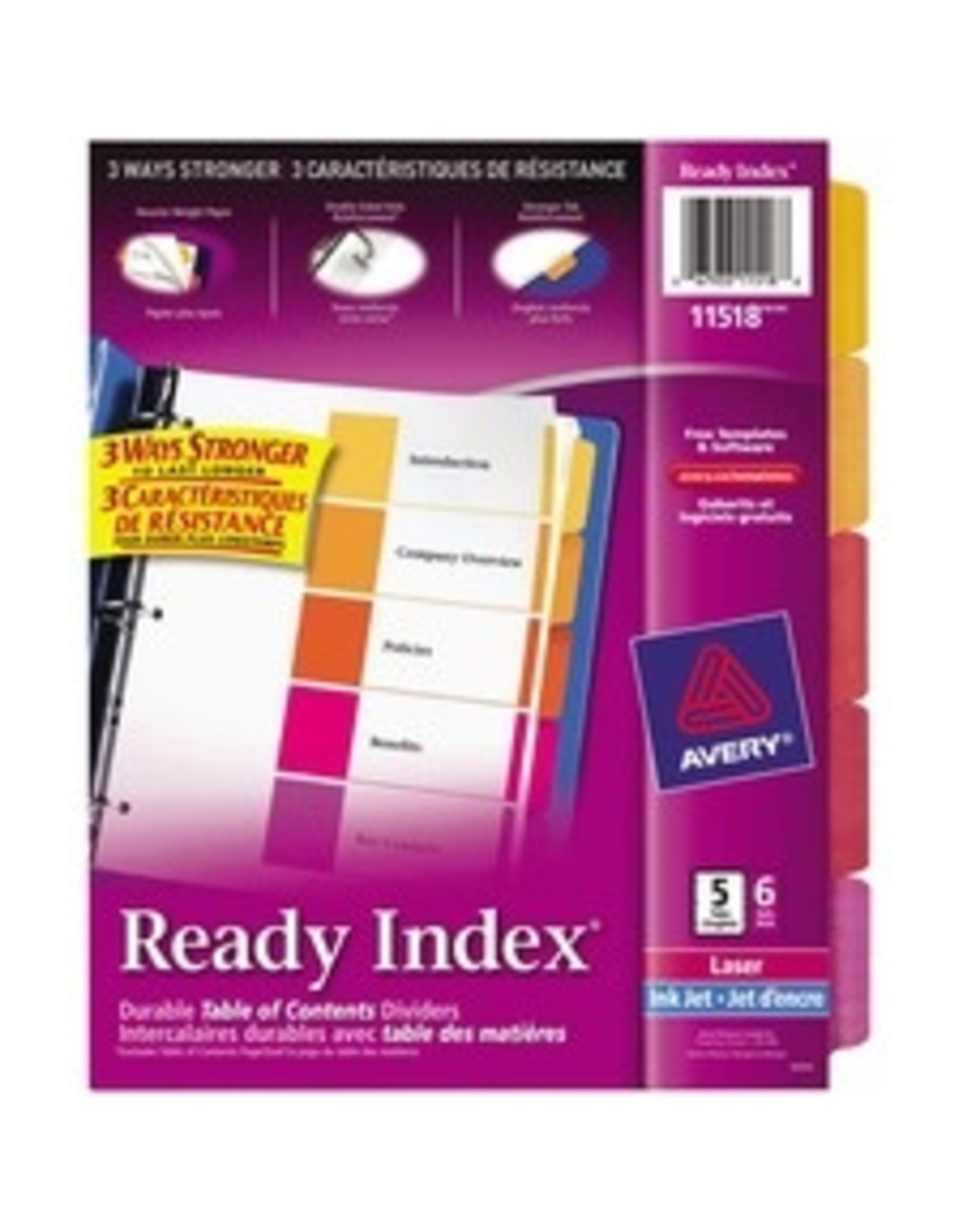 LASER READYINDEX 5TAB ASST*6ST