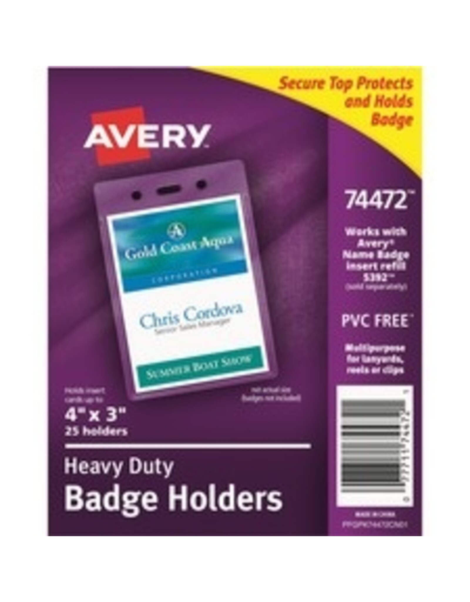 BADGE HOLDER CLEAR VERT *25/PK