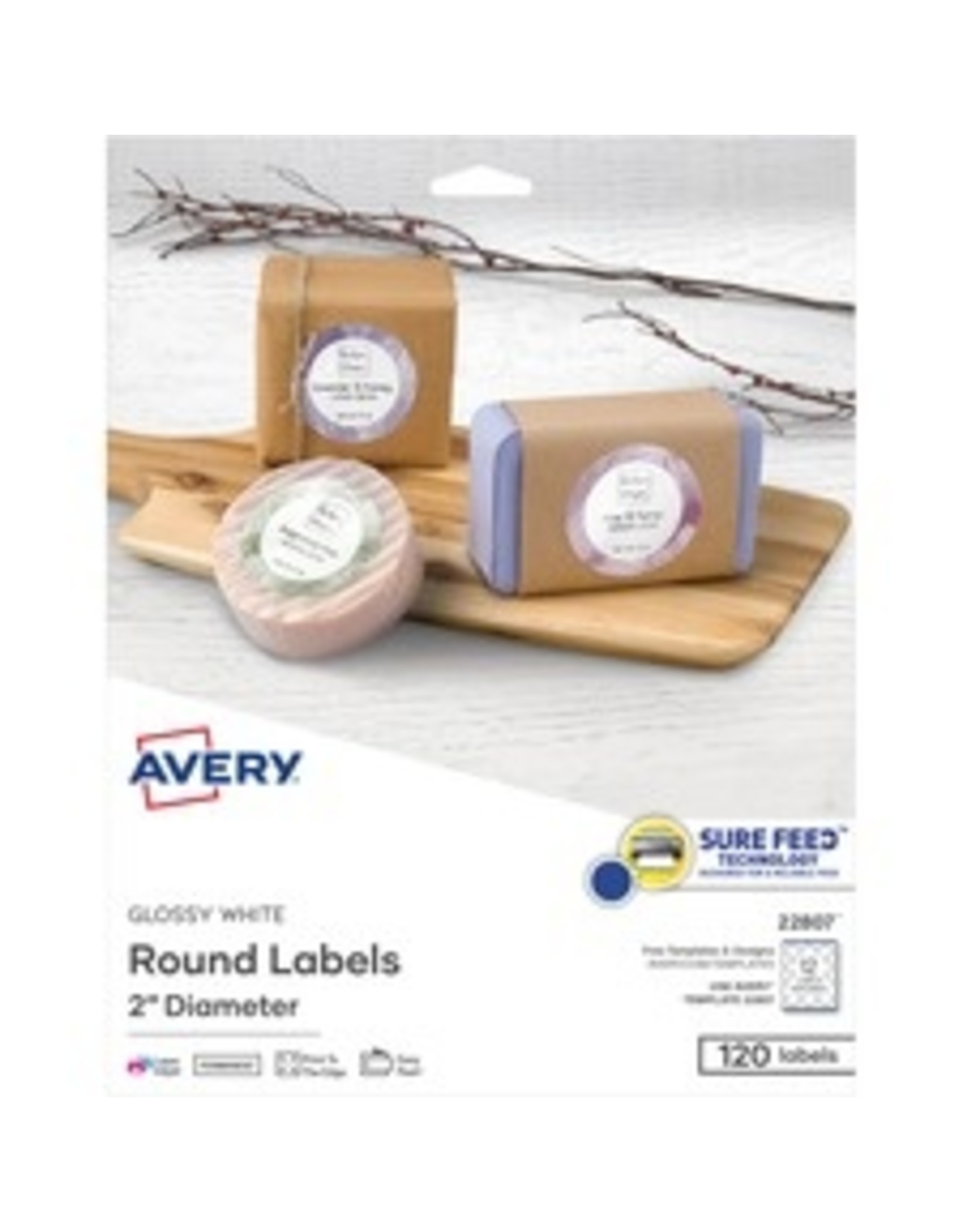 GLOSSY WHITE ROUND LABELS