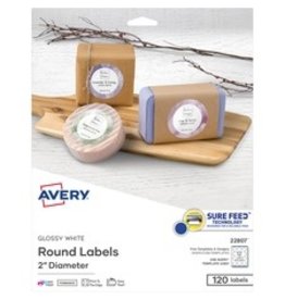 GLOSSY WHITE ROUND LABELS