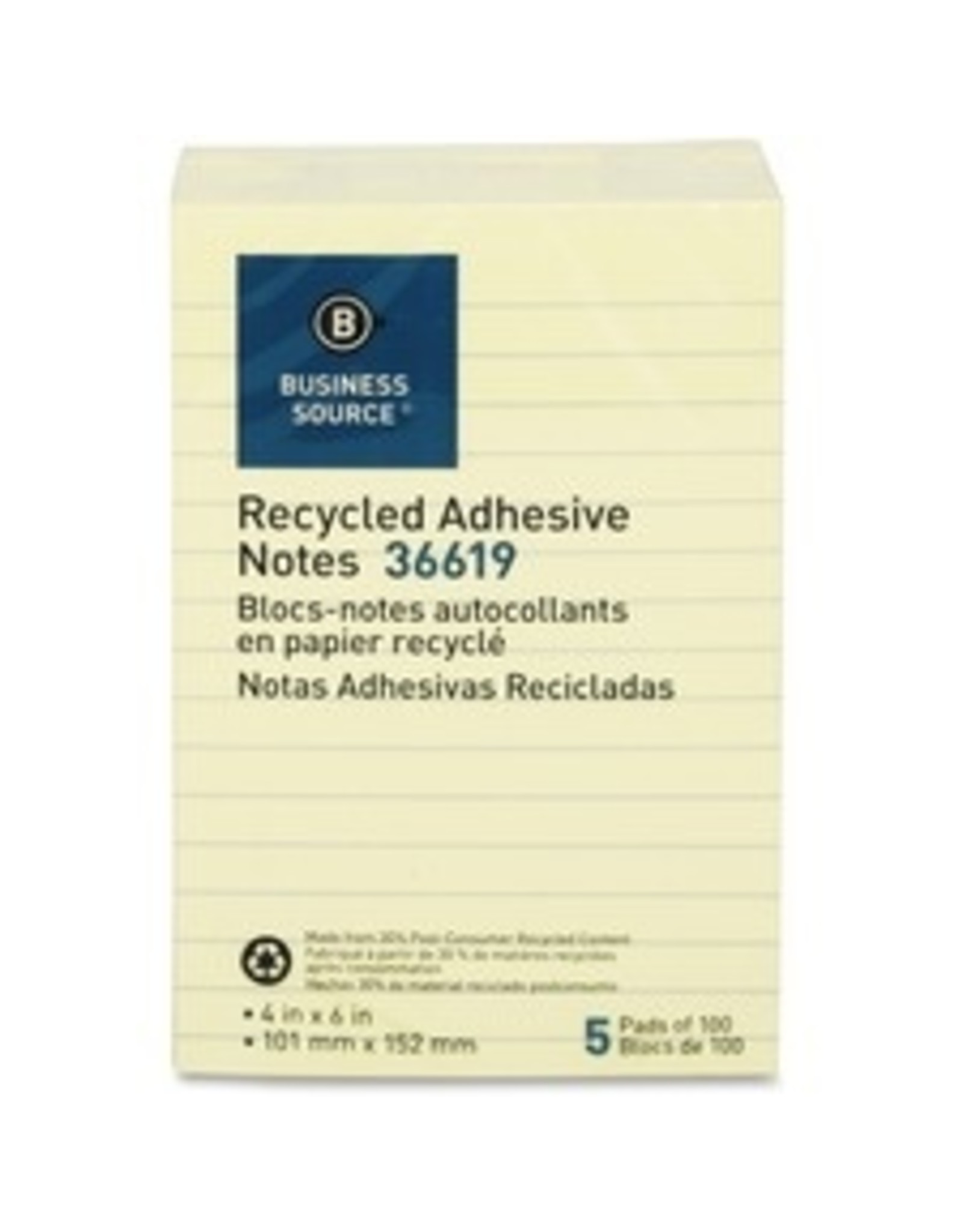 PAD ADHES RECYC 4x6 YLW *5/PK