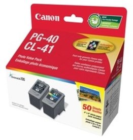 Canon PG-40 Black and CL-41 Tri-color Ink Cartridges