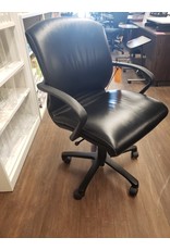 Used Teknion Harrington Black Leather Boardroom Chair