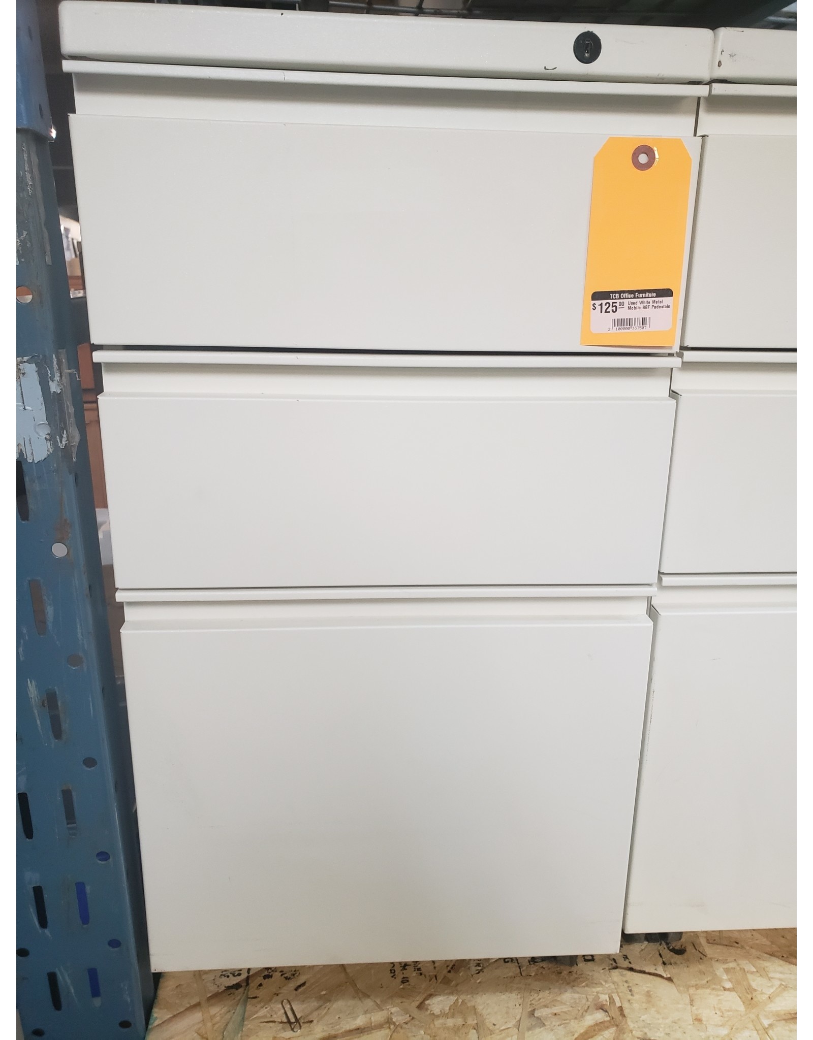 Used White Metal Mobile Box/Box/File Pedestals