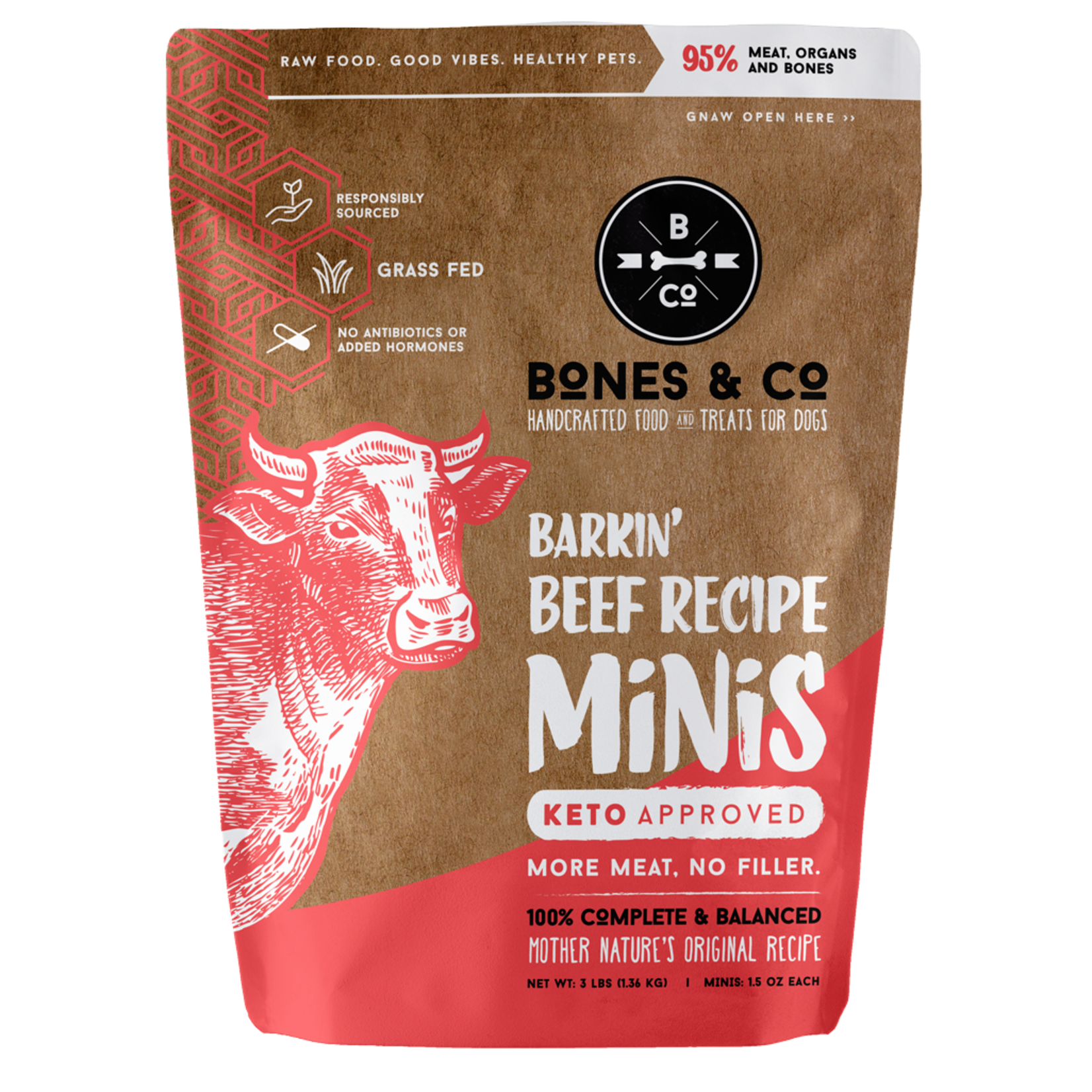 The Bones & Co. The Bones & Co. Dog Frozen Raw Barkin' Beef Recipe Minis