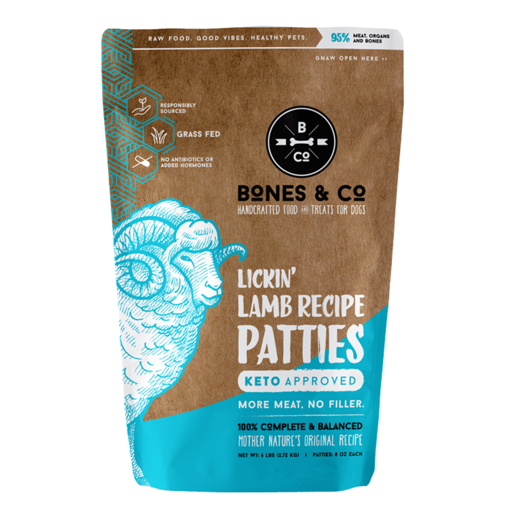 The Bones & Co. The Bones & Co. Dog Frozen Raw Lickin' Lamb Recipe Patties