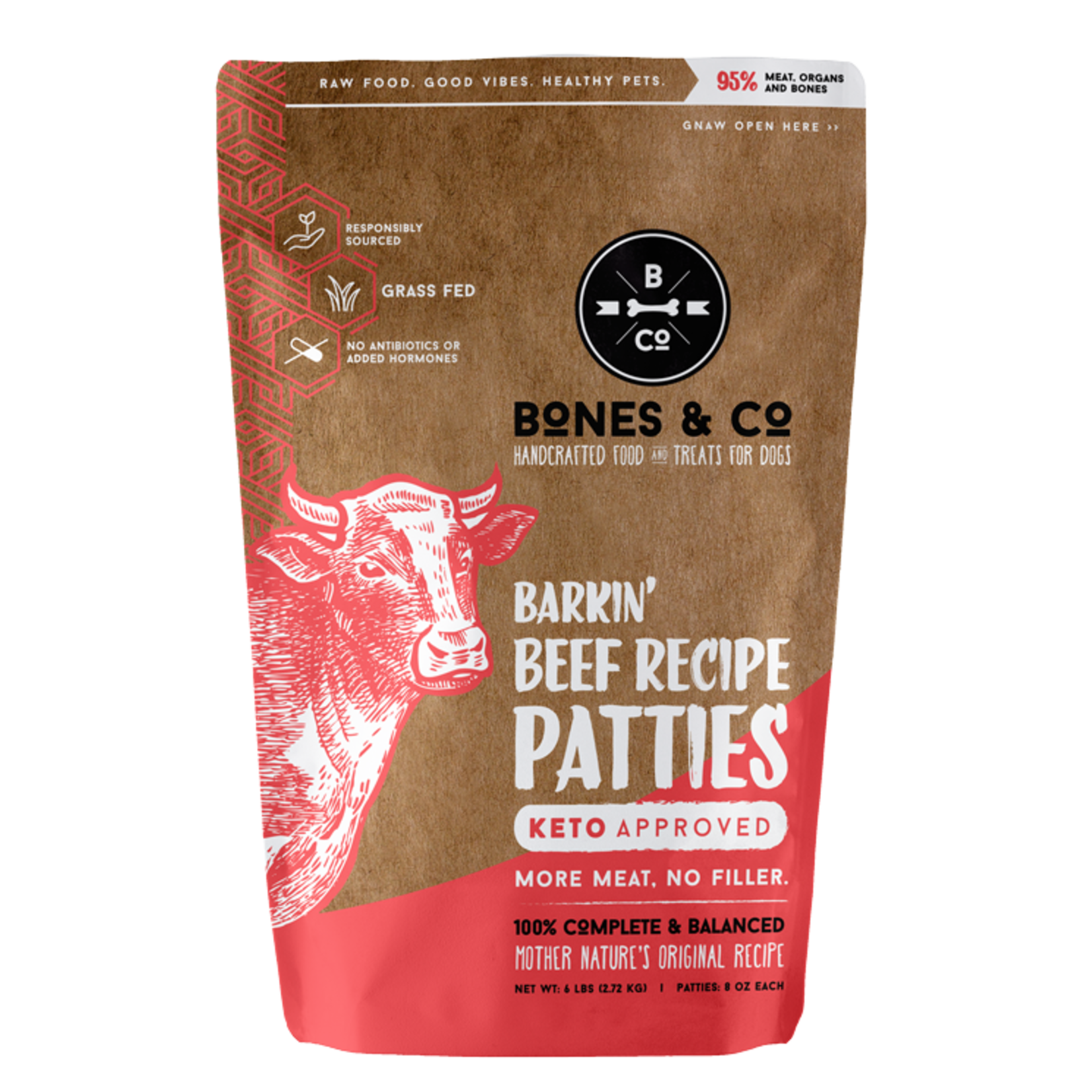 The Bones & Co. The Bones & Co. Dog Frozen Raw Barkin' Beef Recipe Patties