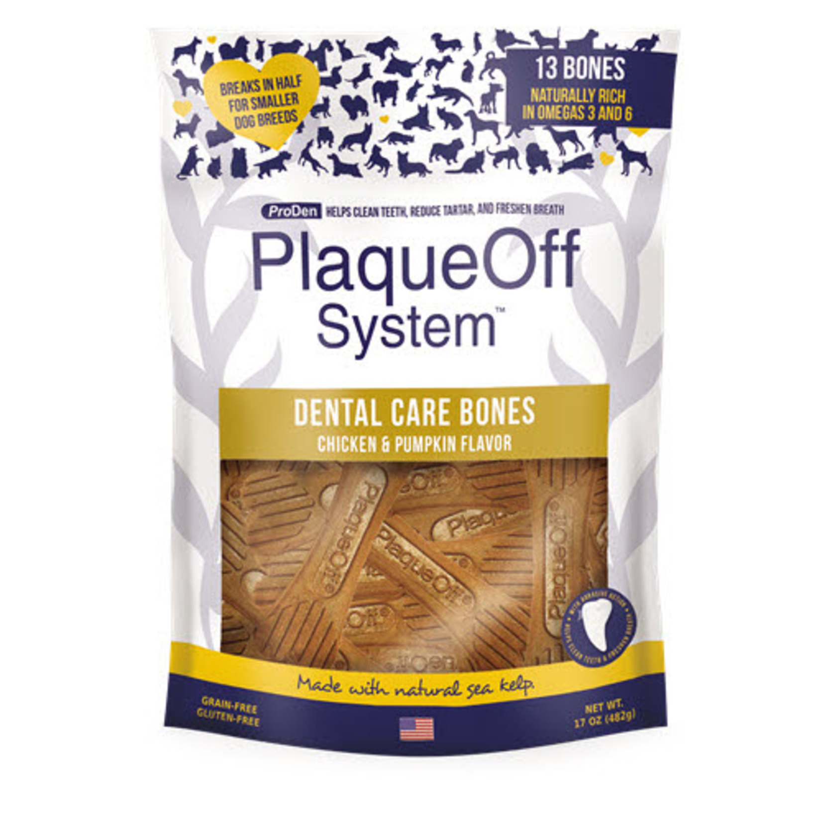 Swedencare USA ProDen PlaqueOff System Dental Care Bones - Chicken & Pumpkin Flavor for Dogs