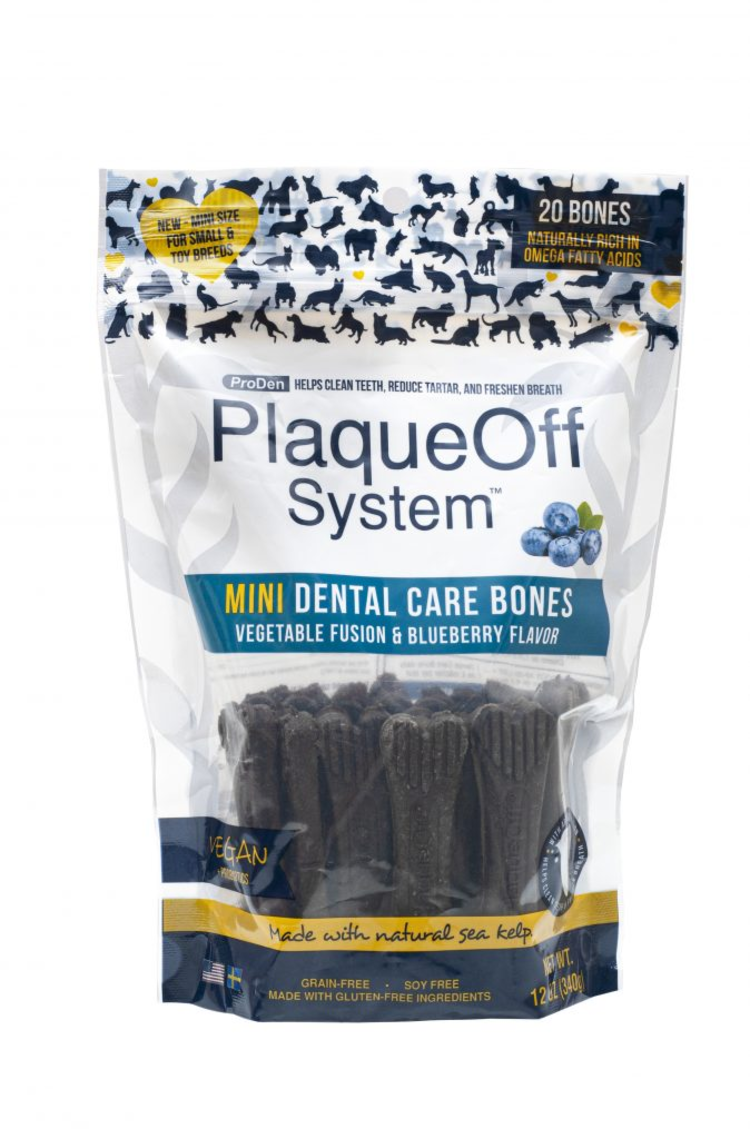 Swedencare USA ProDen PlaqueOff System Mini Dental Care Bones - Vegetable Fusion & Blueberry Flavor for Dogs