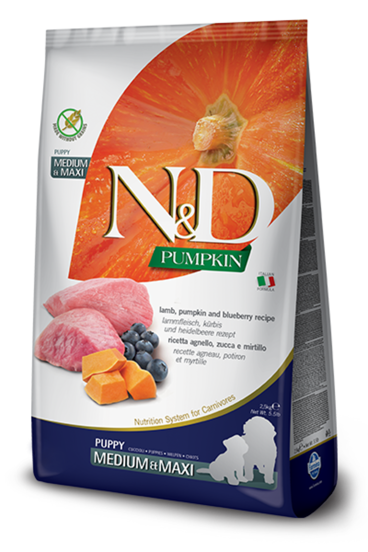 Farmina Pet Foods Farmina N&D Pumpkin - Lamb, Pumpkin & Blueberry Puppy Medium & Maxi Recipe for Dogs