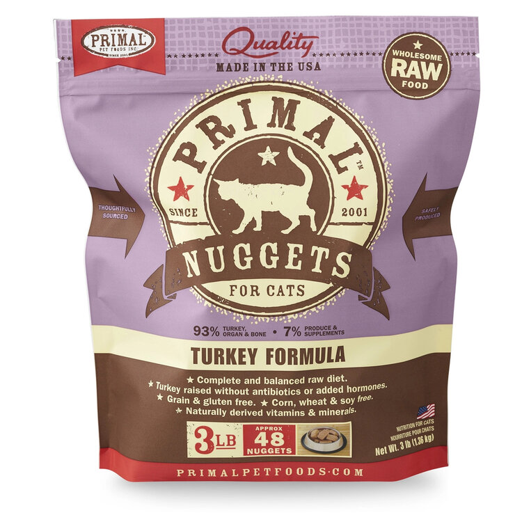 Primal Pet Foods Primal Frozen Raw Nuggets - Turkey Formula for Cats