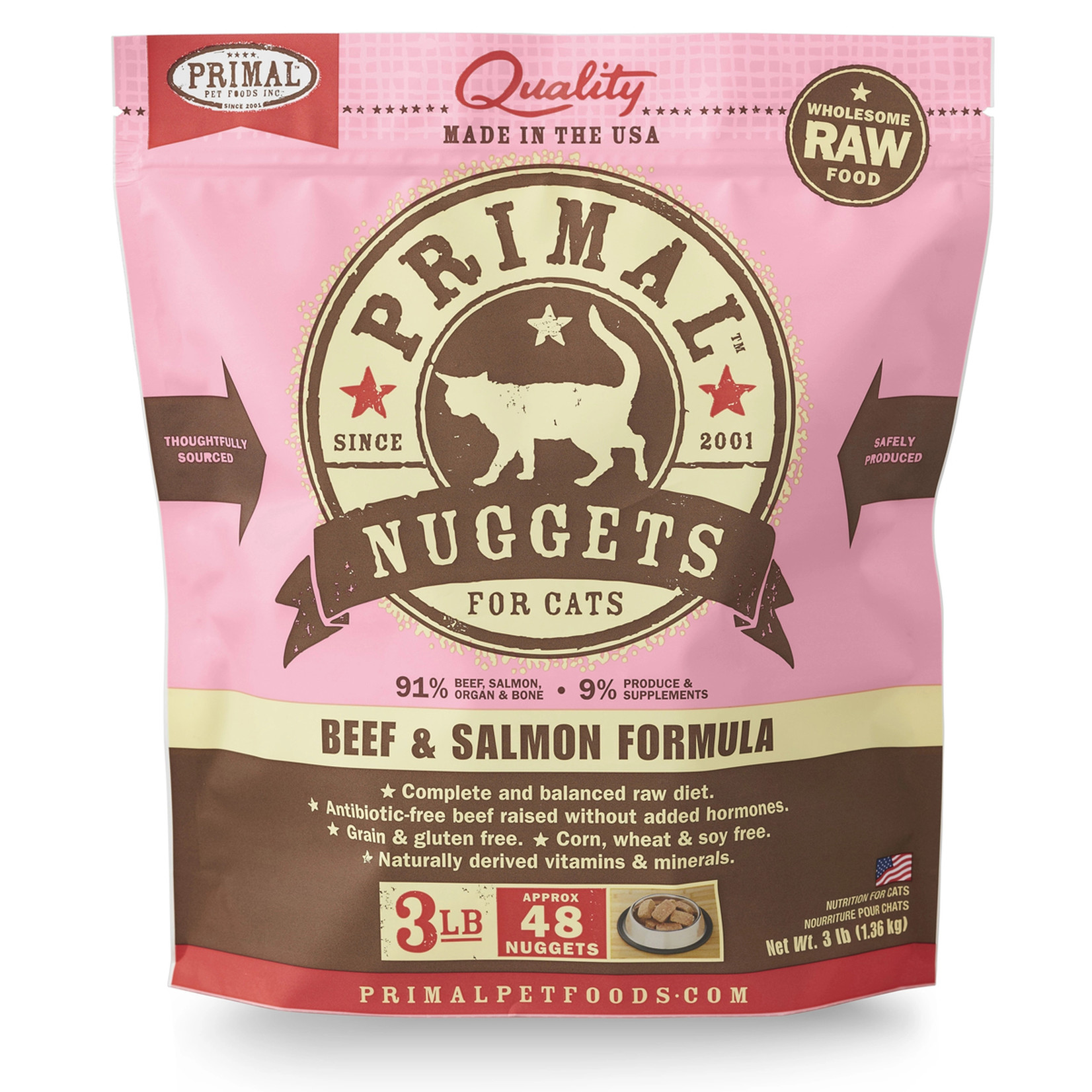 Primal Pet Foods Primal Frozen Raw Nuggets - Beef & Salmon Formula for Cats