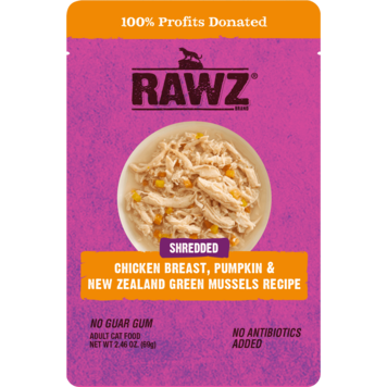 Rawz Natural Pet Food Rawz Natural Pet Food Shredded - Chicken Breast, Pumpkin & New Zealand Green Mussels Recipe Adult Cat Food