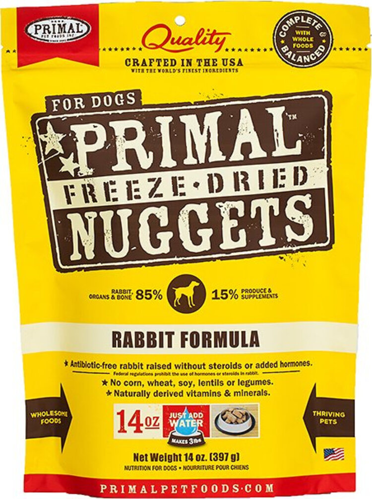 Primal Pet Foods Primal Freeze-Dried Raw Nuggets - Rabbit Formula for Dogs