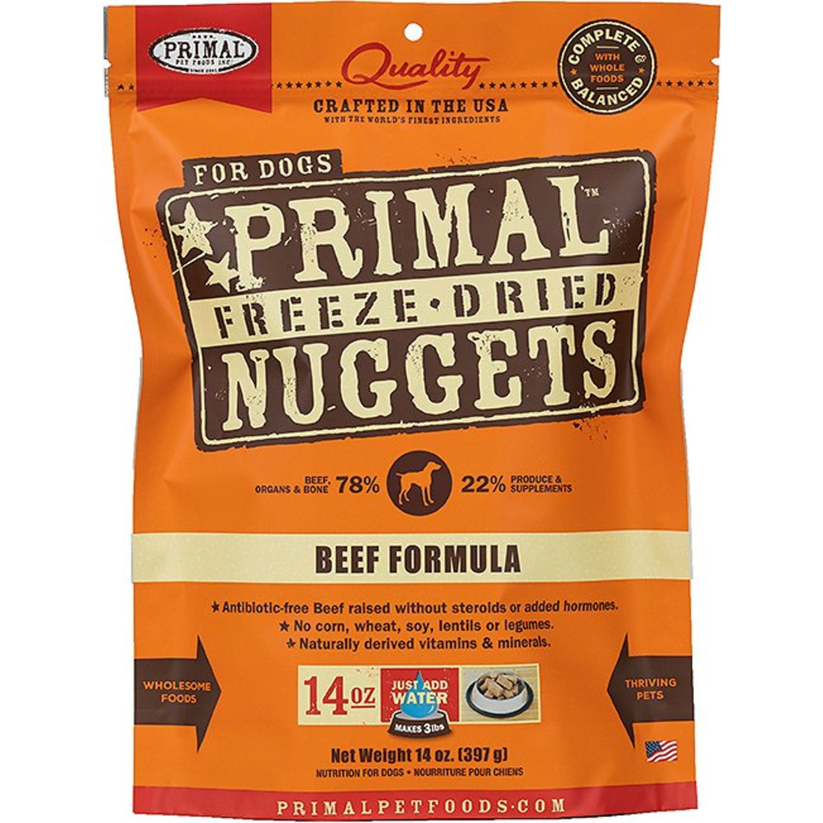 Primal Pet Foods Primal Freeze-Dried Raw Nuggets - Beef Formula for Dogs