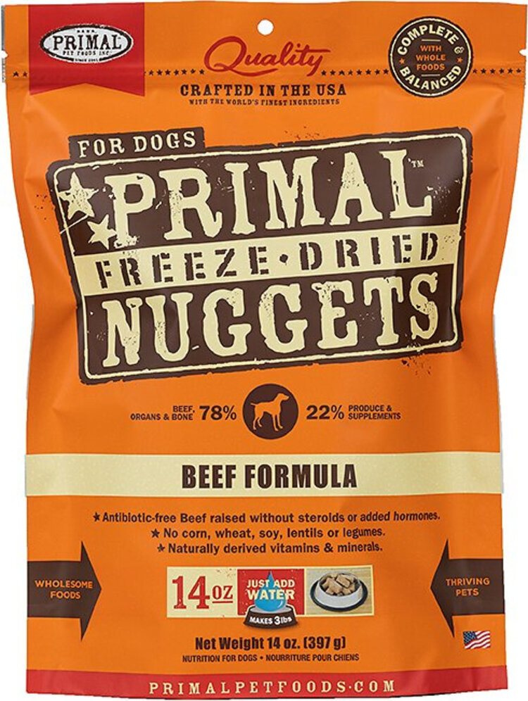 Primal Pet Foods Primal Freeze-Dried Raw Nuggets - Beef Formula for Dogs
