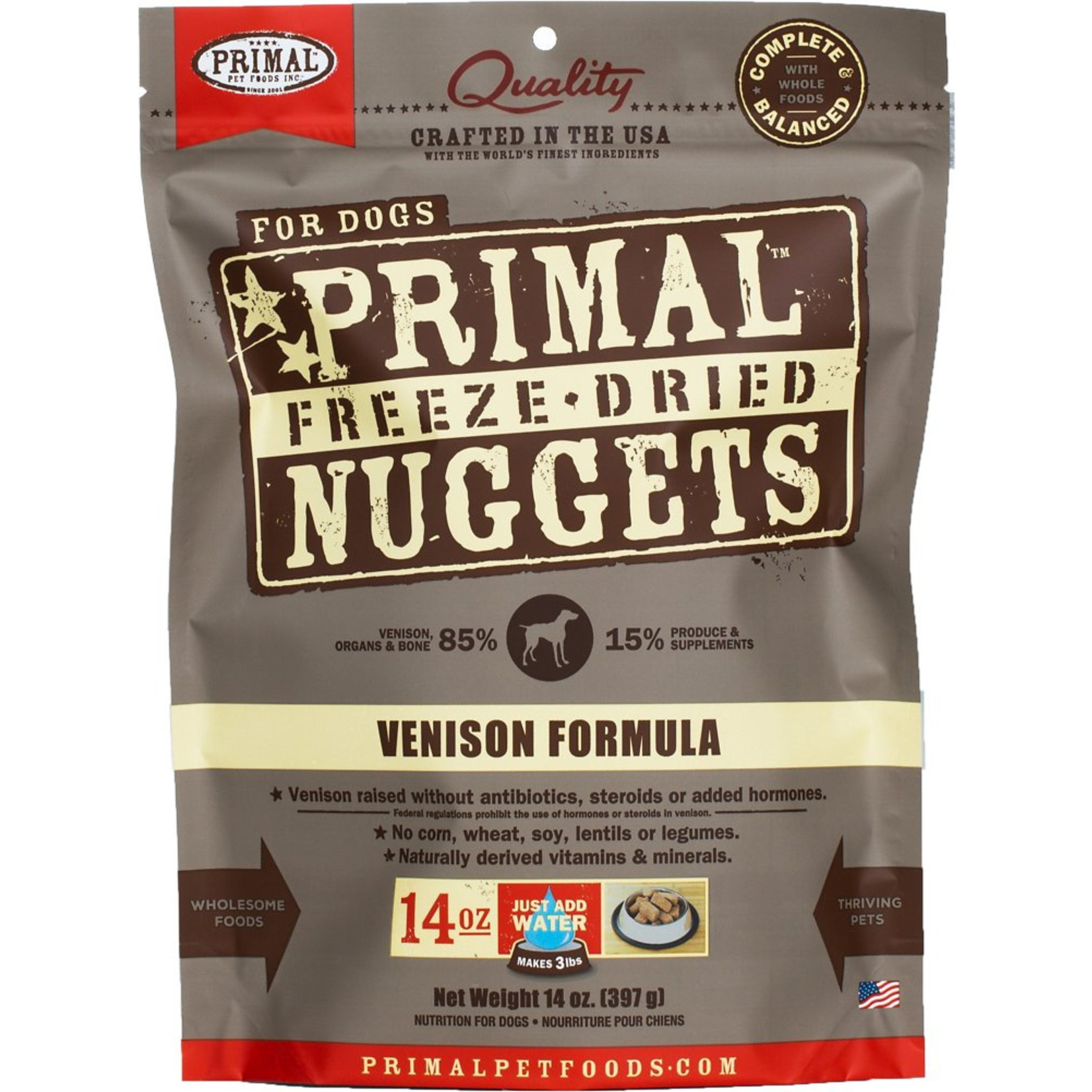 Primal Pet Foods Primal Freeze-Dried Raw Nuggets - Venison Formula for Dogs