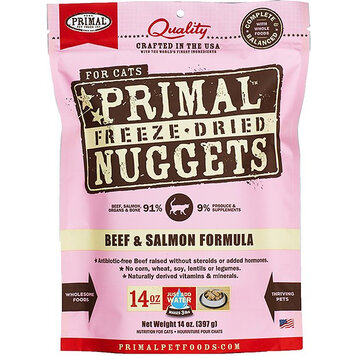 Primal Pet Foods Primal Freeze-Dried Raw Nuggets - Beef & Salmon Formula for Cats