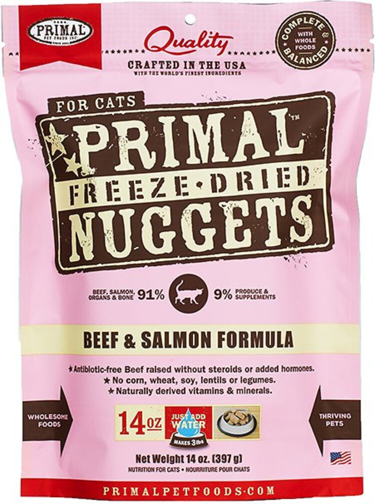 Primal Pet Foods Primal Freeze-Dried Raw Nuggets - Beef & Salmon Formula for Cats