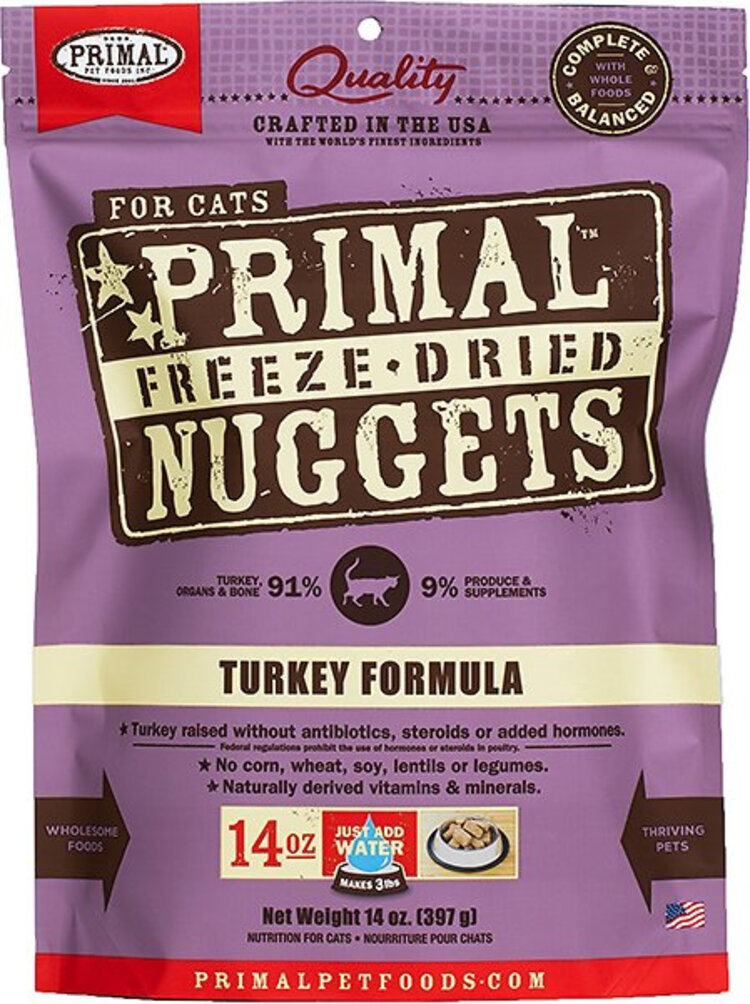Primal Pet Foods Primal Freeze-Dried Raw Nuggets - Turkey Formula for Cats