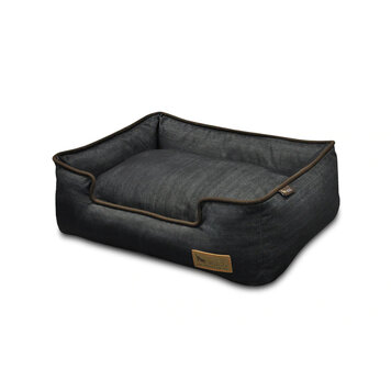 P.L.A.Y. Pet Lifestyle and You P.L.A.Y. Denim Lounge Bed with Brown Piping