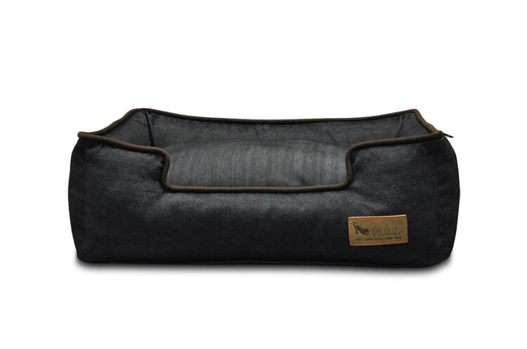 P.L.A.Y. Pet Lifestyle and You P.L.A.Y. Denim Lounge Bed with Brown Piping