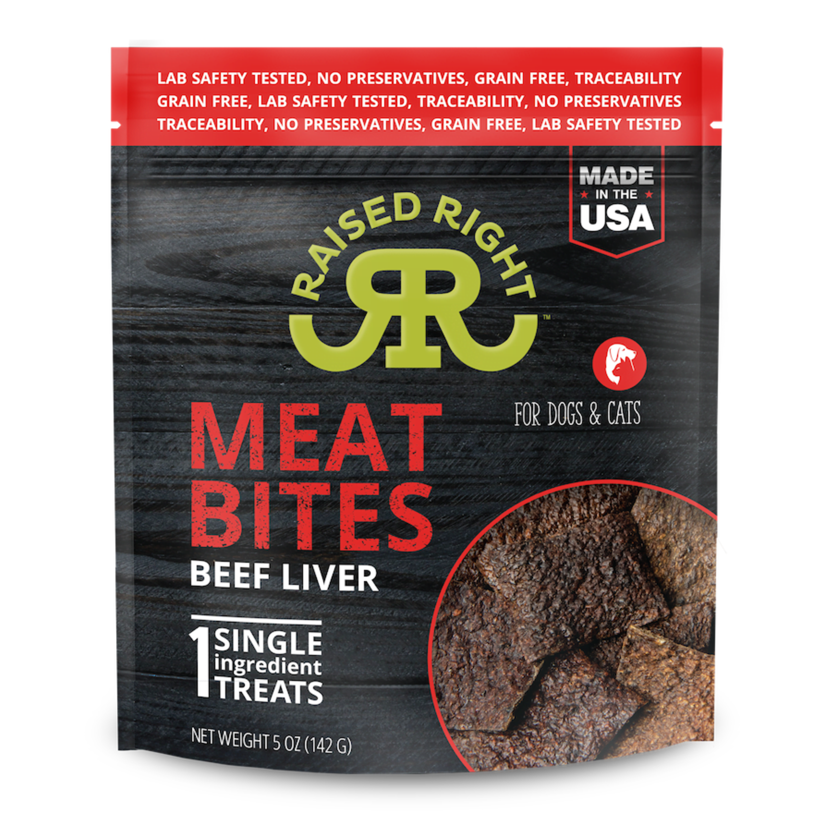 Raised Right Raised Right Meat Bites - Beef Liver Treats for Dogs & Cats