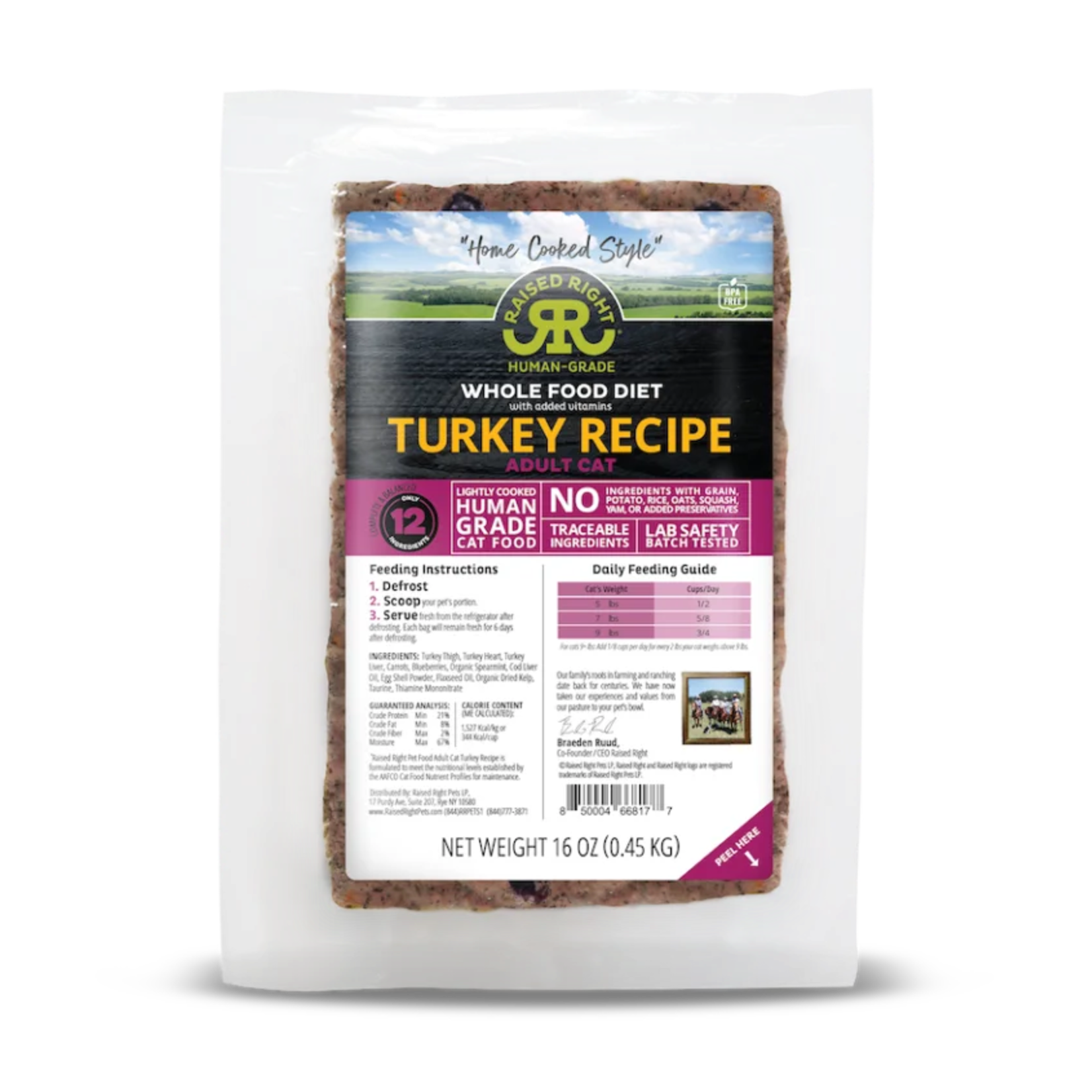 Raised Right Raised Right Turkey Recipe Gently Cooked Adult Cat Food