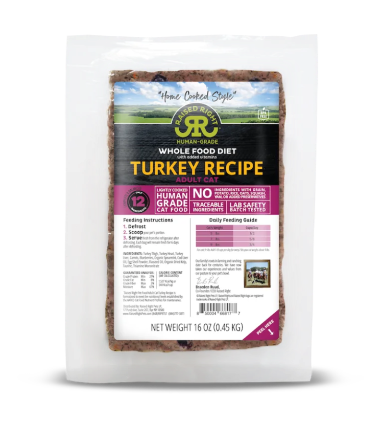 Raised Right Raised Right Turkey Recipe Gently Cooked Adult Cat Food