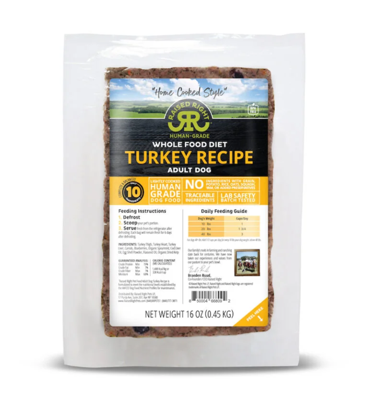 Raised Right Raised Right Turkey Recipe Gently Cooked Adult Dog Food