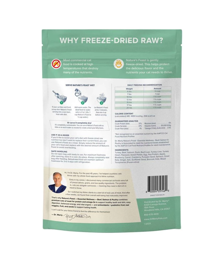 Dr. Marty Dr. Marty Nature's Feast - Freeze-Dried Raw Essential Wellness Beef, Salmon & Poultry Cat Food