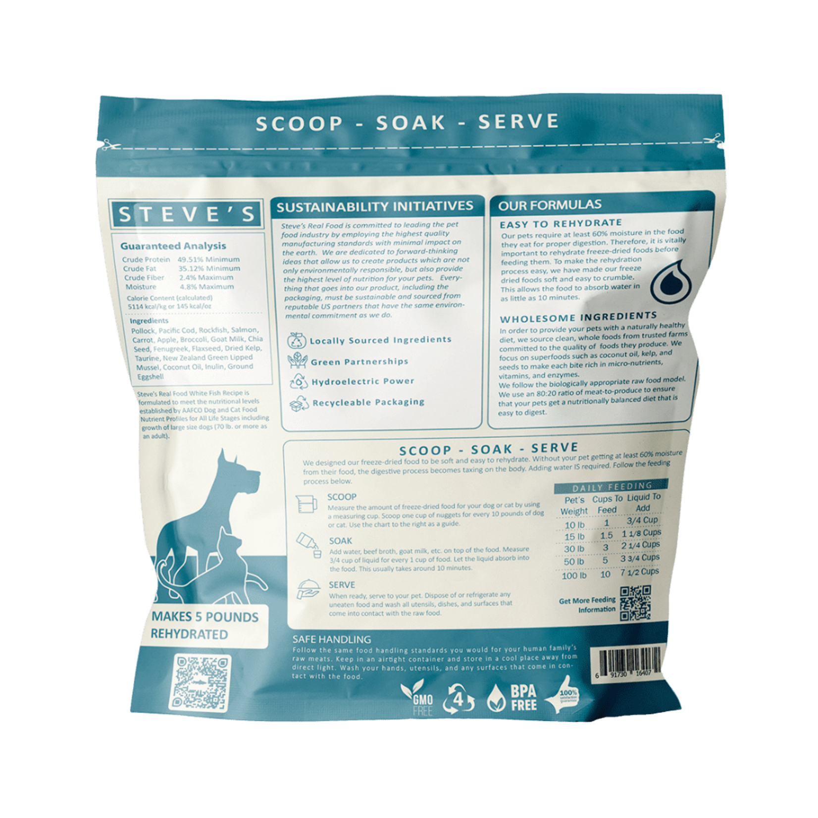 Steve's Real Food Steve's Real Food Raw Freeze Dried Whitefish Recipe for Cats & Dogs
