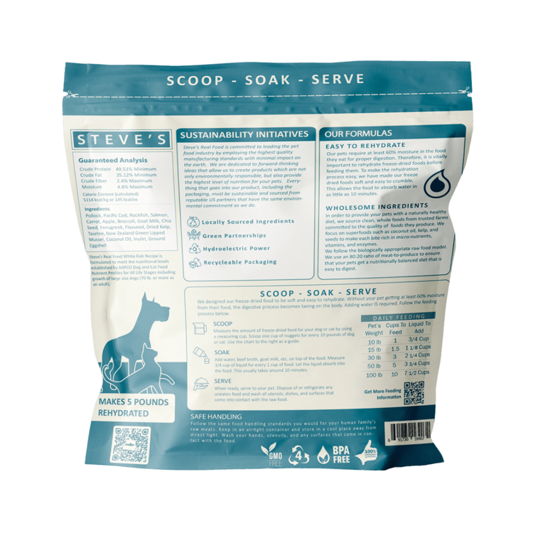 Steve's Real Food Steve's Real Food Raw Freeze Dried Whitefish Recipe for Cats & Dogs